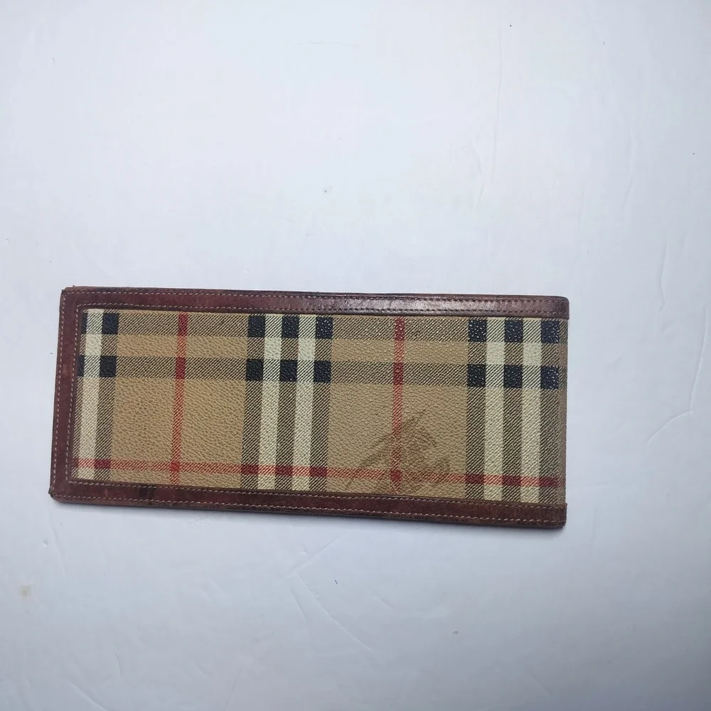 Vintage Burberrys of London Nova Check Bifold Wallet Brown Leather Made England